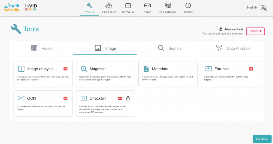 InVID WeVerify verification plugin interface